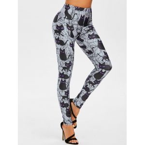 

Halloween Cat Pattern High Rise Leggings, Purple