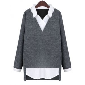 

Plus Size 2 in 1 Tunic Top, Gray