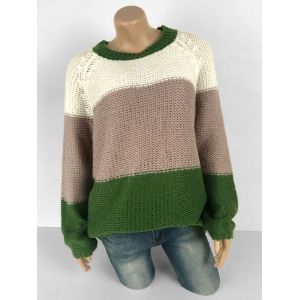 

Plus Size Colorblock Raglan Sleeve Sweater, Green