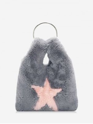 Star Pattern Faux Fur Chain Crossbody Bag