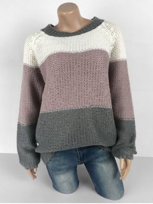 Plus Size Colorblock Raglan Sleeve Sweater