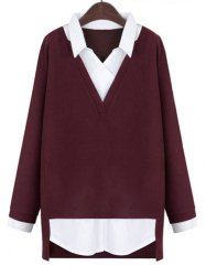 Haut Tunique 2 en 1 Grande-Taille - Rouge foncé L