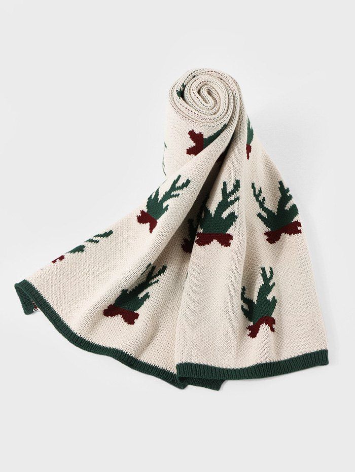 Christmas Pattern Colorblock Knitted Long Scarf [48% OFF] | Rosegal