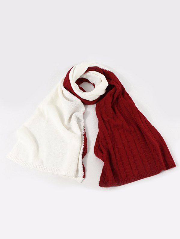 

Contrast Knitted Long Scarf, Lava red