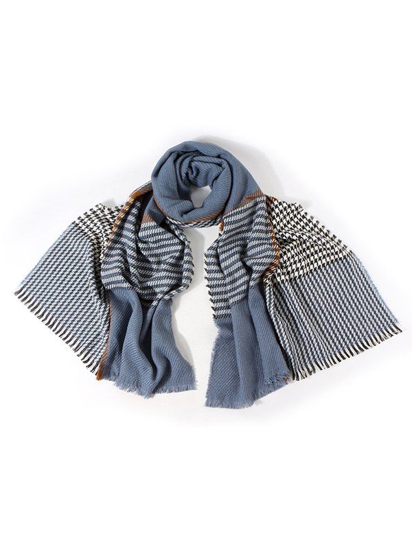 

Houndstooth Scarf, Silk blue