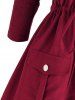 Plus Size Hooded Drawstring Pocket Tunic Coat -  