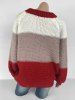 Plus Size Colorblock Raglan Sleeve Sweater -  