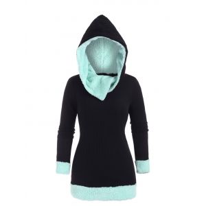 

Faux Fur Insert Pullover Hoodie, Black