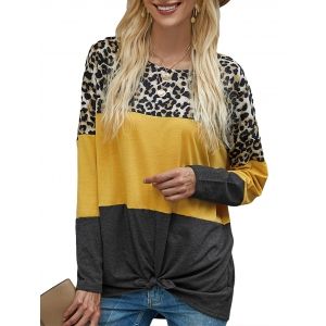 

Drop Shoulder Leopard Tied T-shirt, Black