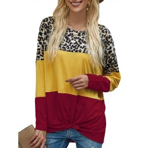 

Drop Shoulder Leopard Tied T-shirt, Red