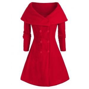 

Plus Size Christmas Teddy Collar Velvet A Line Coat, Lava red