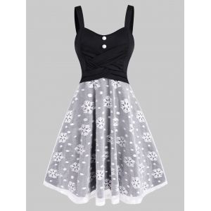 

Christmas Crossover Snowflake Mesh Dress, Black