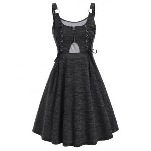 

O Ring Lace Up Heathered Dress, Dark slate grey