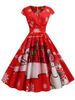 Plus Size Vintage Christmas Printed Pin Up Dress -  