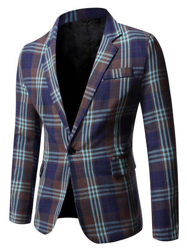 

Side Vent Plaid Blazer, Midnight blue