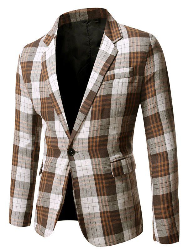 

Side Vent Plaid Blazer, Coffee