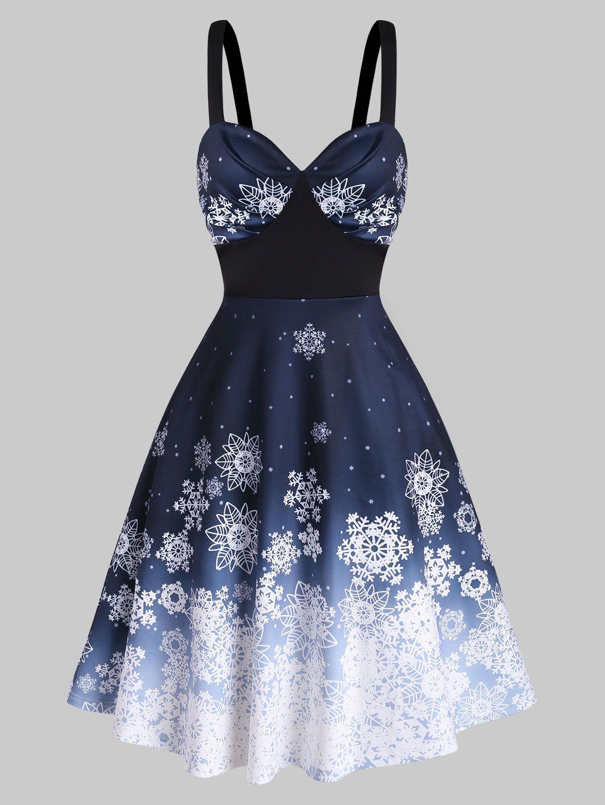 

Christmas Ombre Snowflake Print Fit and Flare Dress, Multi-a