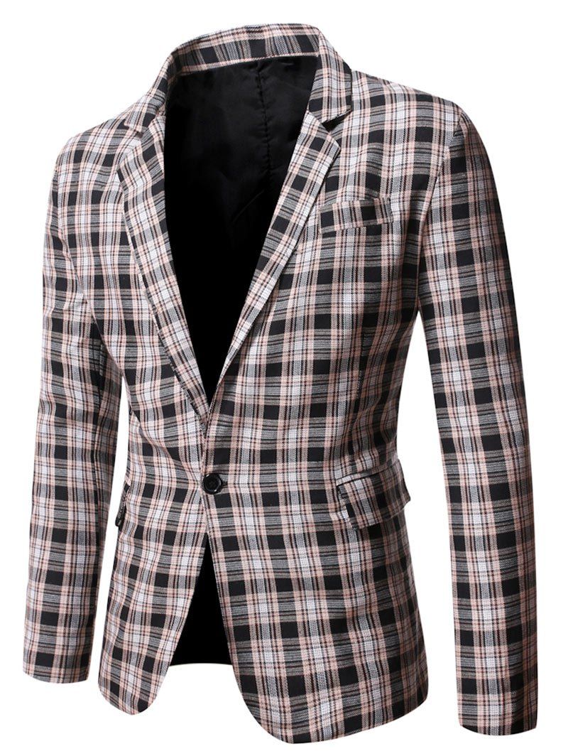

Plaid Pattern Slit Blazer, Black