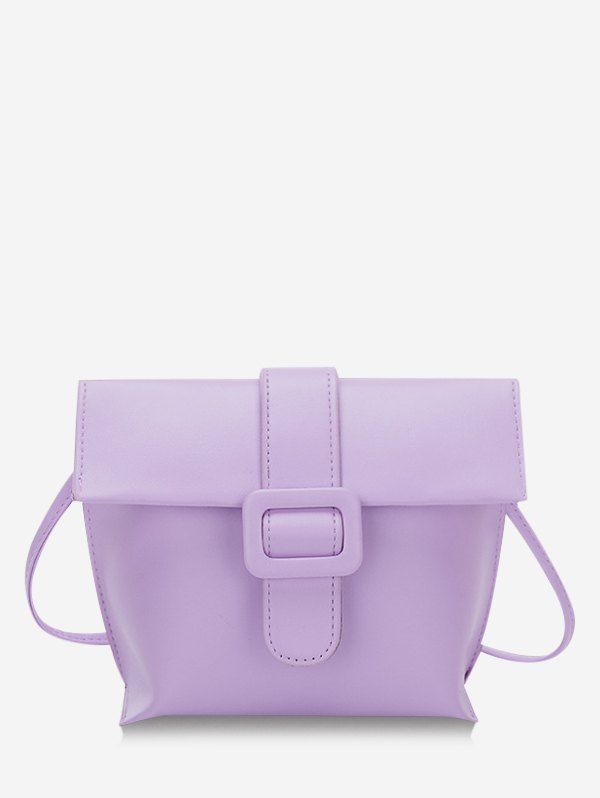 

Solid Buckle Cover Square Crossbody Bag, Light purple