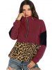 Leopard Half Zip Drop Shoulder Hoodie -  
