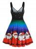Plus Size Christmas Ombre Claus Twisted Ruched A Line Dress -  
