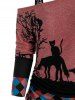 Halloween Cat Print Cinched Crew Neck T-shirt and Lace Tank Top -  