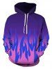 Fire Flame Print Ombre Hoodie -  