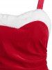 Robe de Noël Feuille en Maille en Velours à Paillettes - Rouge 3XL