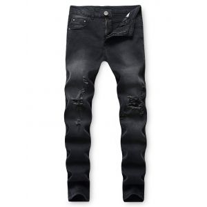 

Destroy Wash Casual Long Jeans, Black