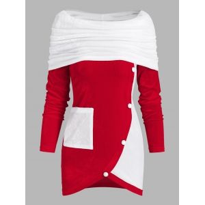 

Two Tone Velvet Convertible T Shirt, Red