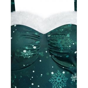 

Ombre Color Snowflake Print Christmas Dress, Deep green