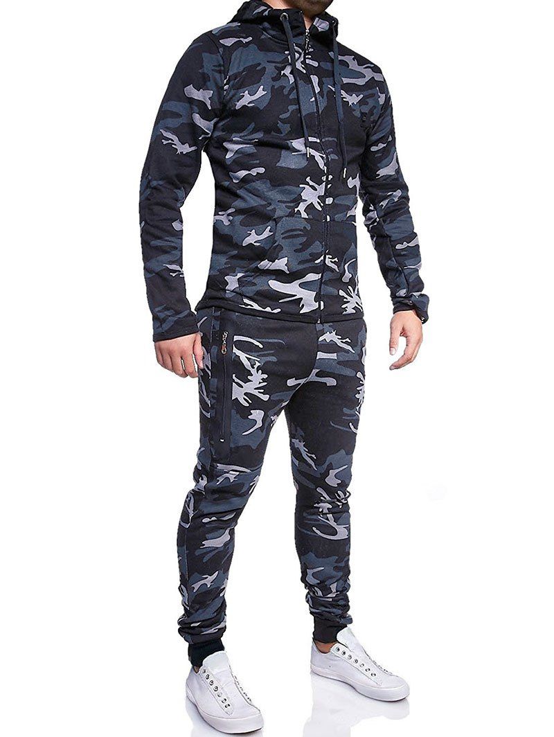 Camouflage Print Jacket And Pants Set