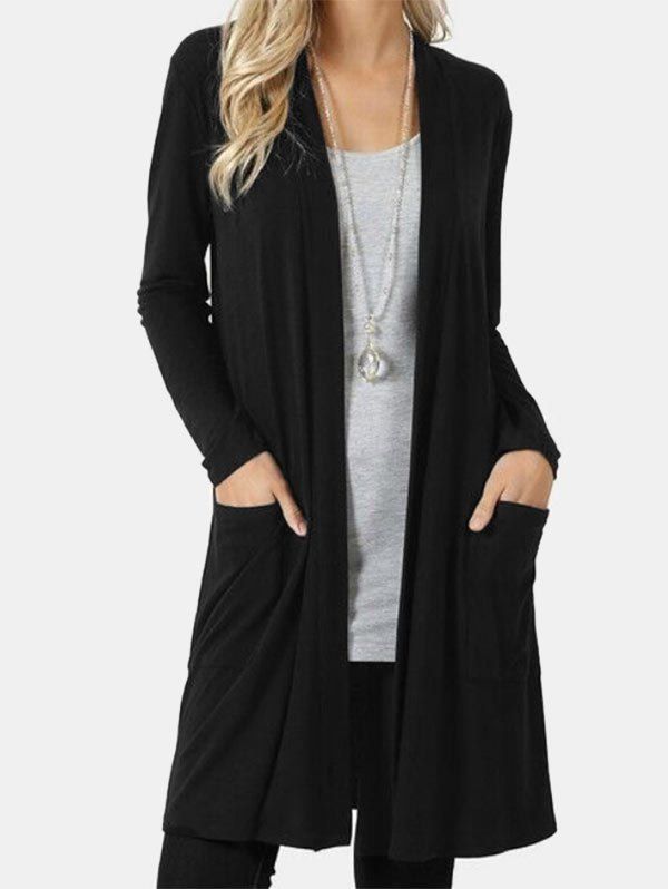 

Open Front Pocket Longline Top, Black