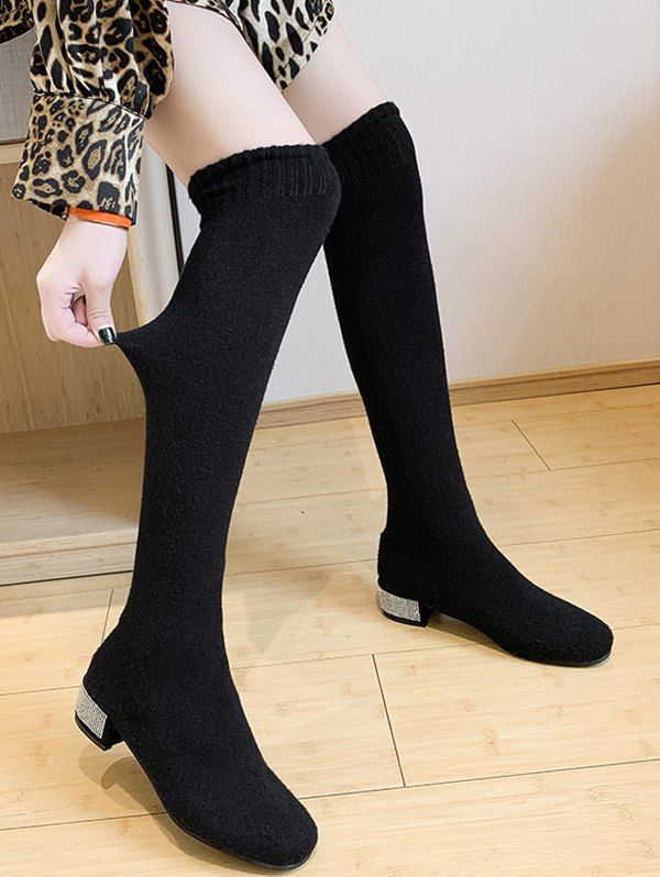 over the knee rhinestone boots