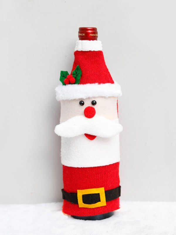 Buy Christmas Cartoon Design Fuzzy Wine Bottle Cover  