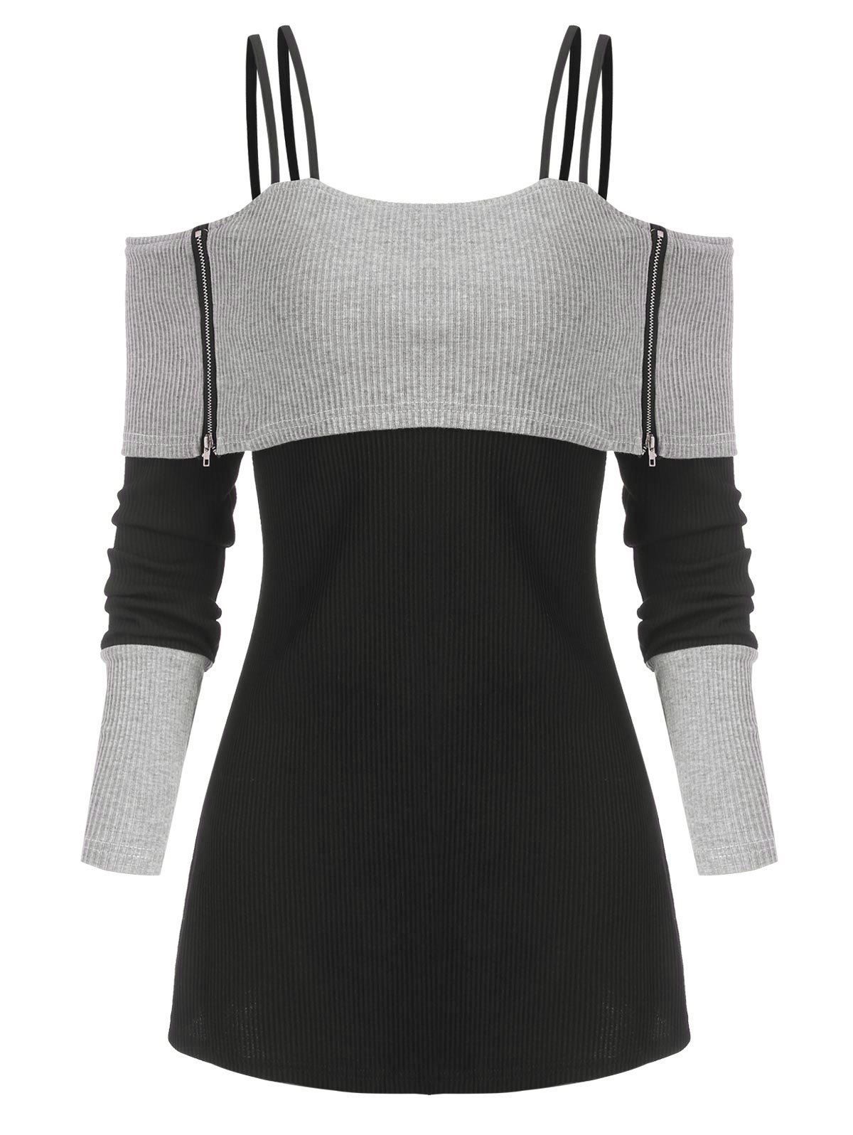 shoulder zipper sweater