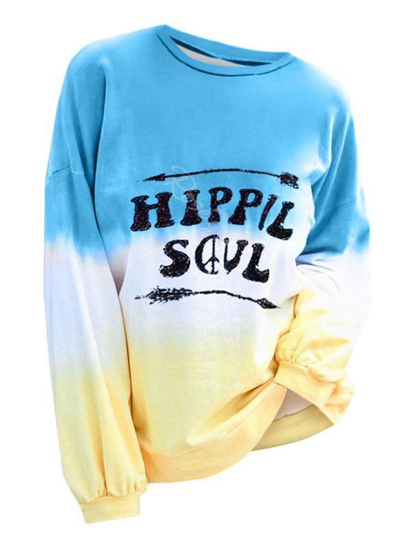 

Plus Size Graphic Ombre Color T Shirt, Light blue