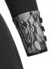 Cowl Neck Lace Panel Longline Top -  