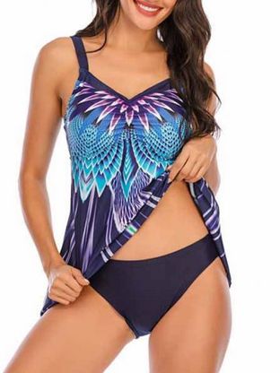 Ombre Empire Waist Ruched Tankini Swimwear