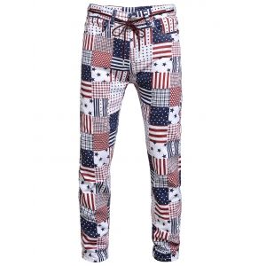 

American Flag Pattern Long Jeans, Multi a