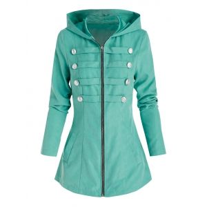 

Buckle Detail Hooded Vintage Jacket, Azure