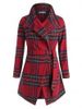 Plus Size Christmas Checked Long Belted Wrap Coat -  