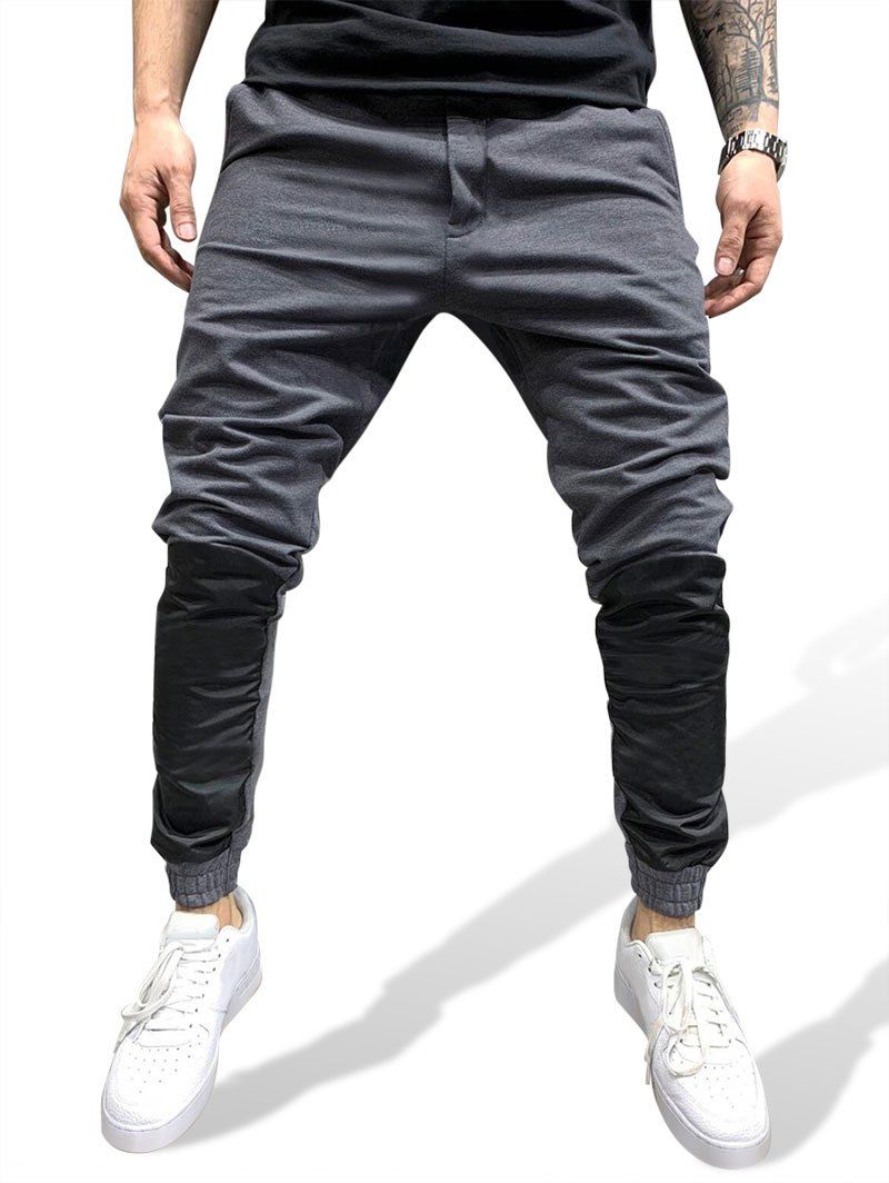 

Drawstring Contrast Tapered Sports Pants, Dark gray