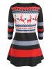 Plus Size Christmas Elk Striped Snowflake Lace-up Tunic Tee -  