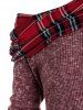 Skew Neck Plaid Convertible Knitwear -  