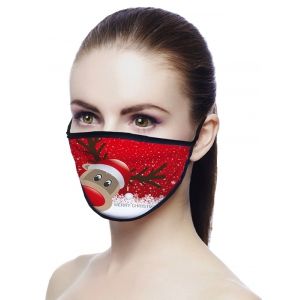 

Christmas Elk Printed Air Layer Fabric Face Mask, Lava red