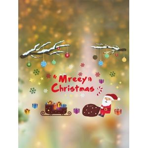 

Merry Christmas Santa Print Wall Glass Stickers Set, Multi a