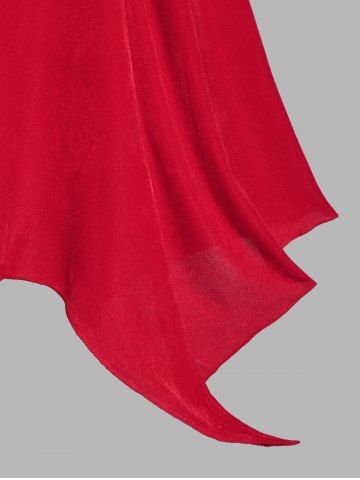 

Plus Size Christmas Velvet Handkerchief Backless Cami Dress, Red