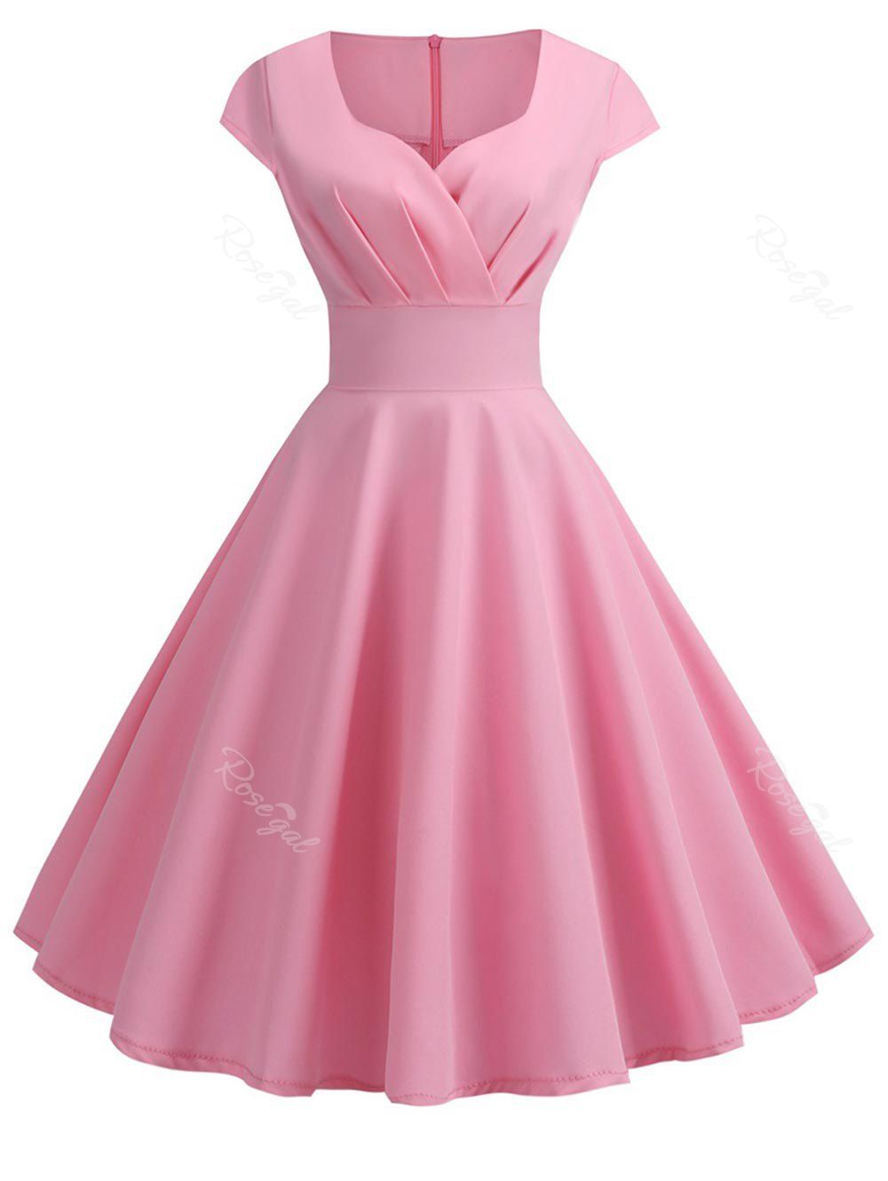 

Plus Size Vintage Fit and Flare Dress, Light pink