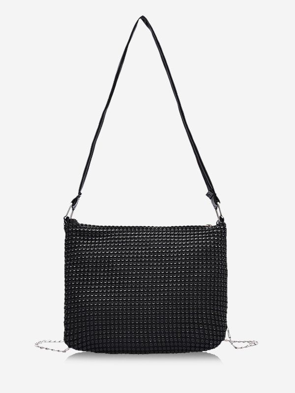 

Rhinestone Design Chain Evening Bag, Black